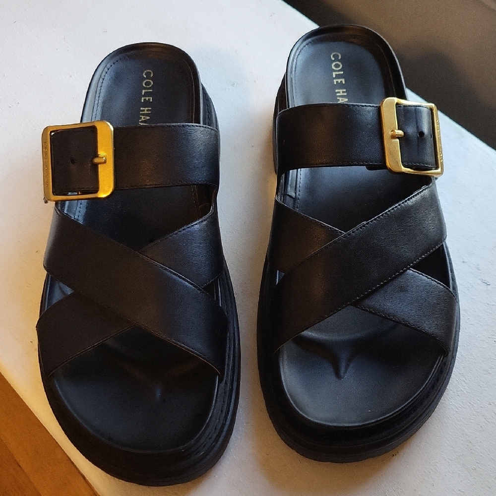 Cole Haan Black Sandals with Rugged Sole
